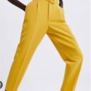 Anthropologie yellow belted crop pant size 4